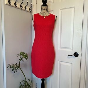 Calvin Klein Red Textured Midi Dress